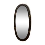 Black leatherette rearview mirror with stitching