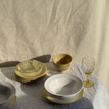 Set of 6 modern yellow dessert plates D19
