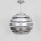 Large vintage Mercury pendant light by Eglo in brushed aluminum and opaline