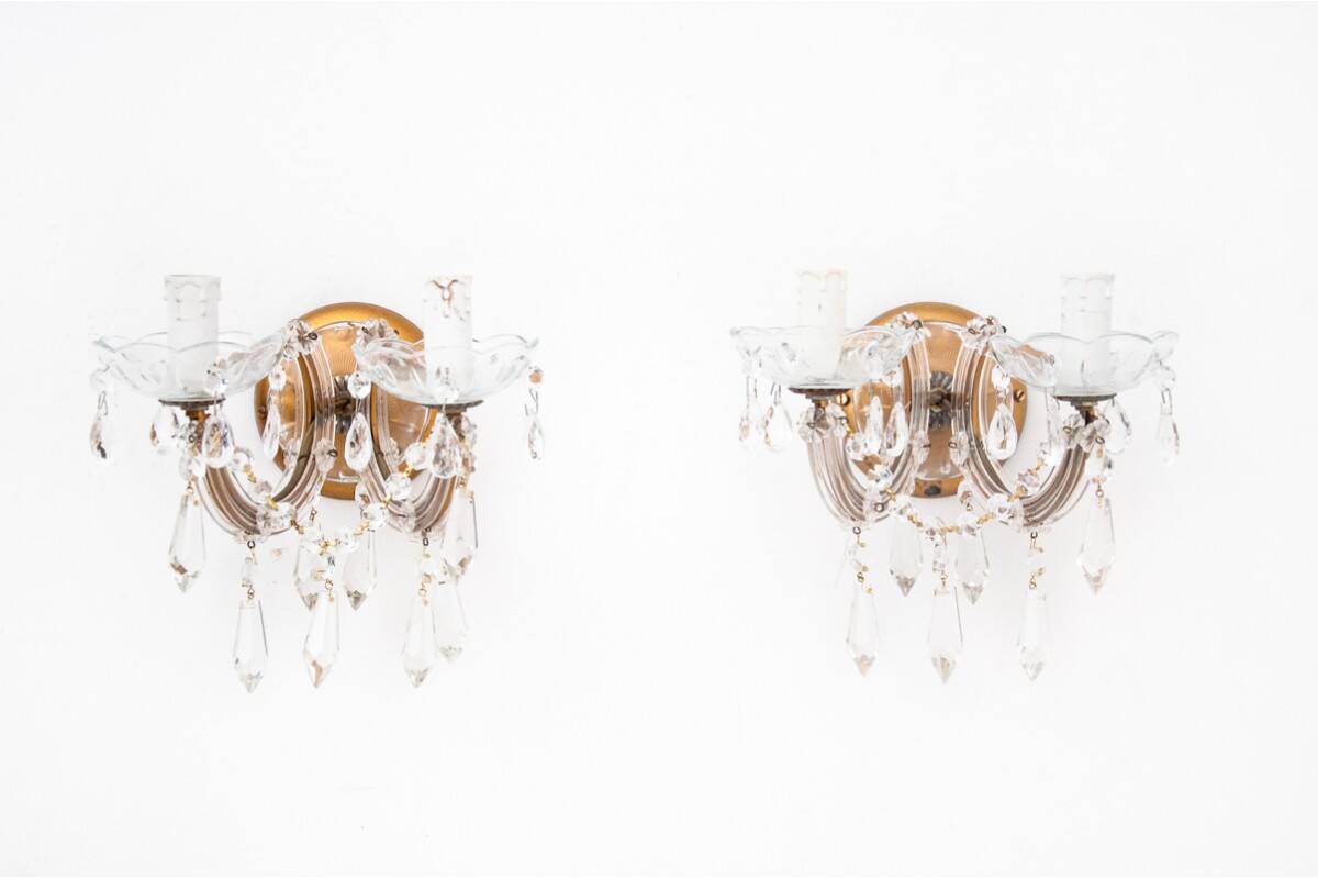 A pair of crystal sconces, France.