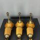 Set of 3 midcentury rattan bamboo pencil reed hanging pendants, Italy 1970s