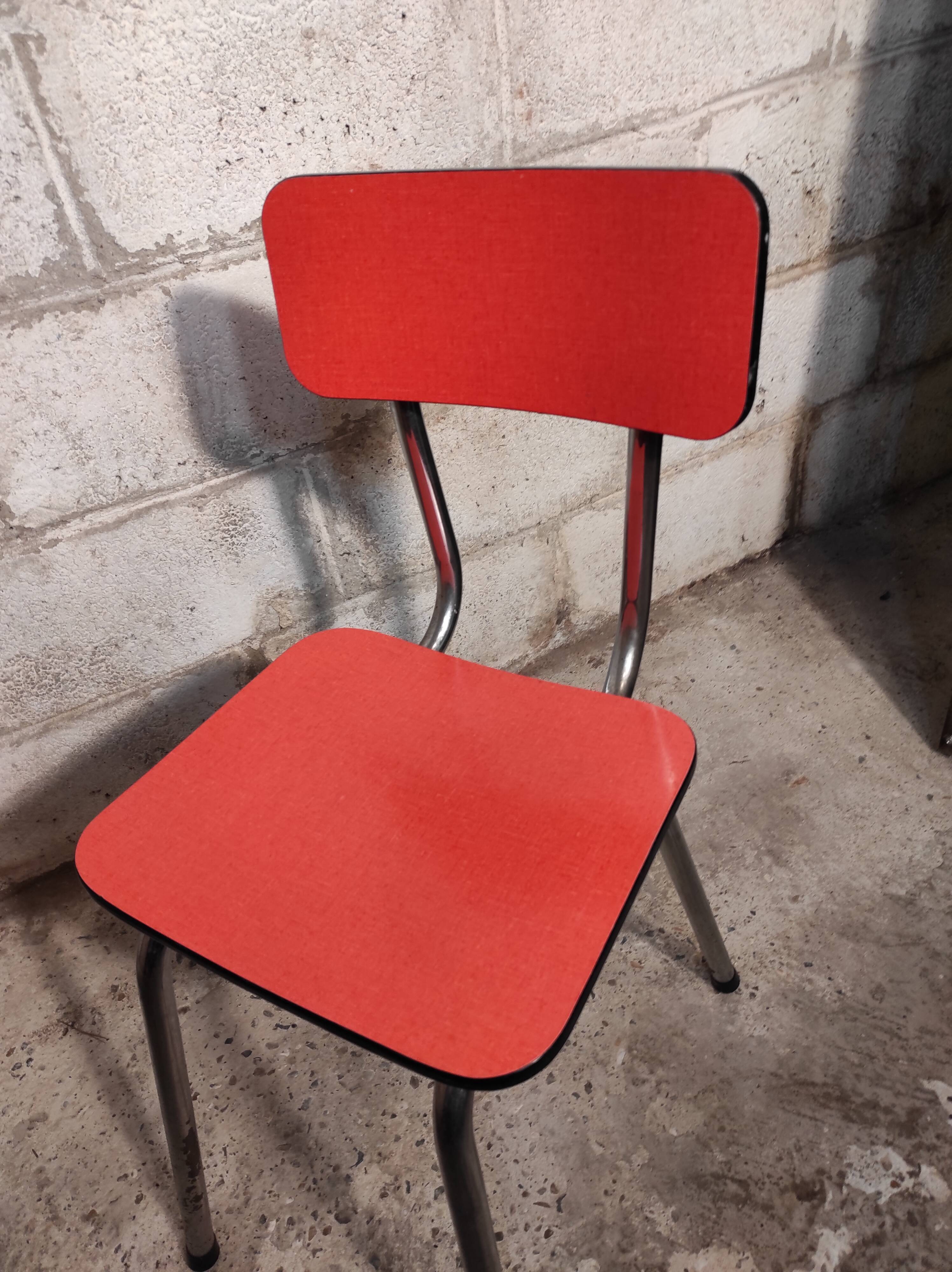 Chair in pink red formica 1960