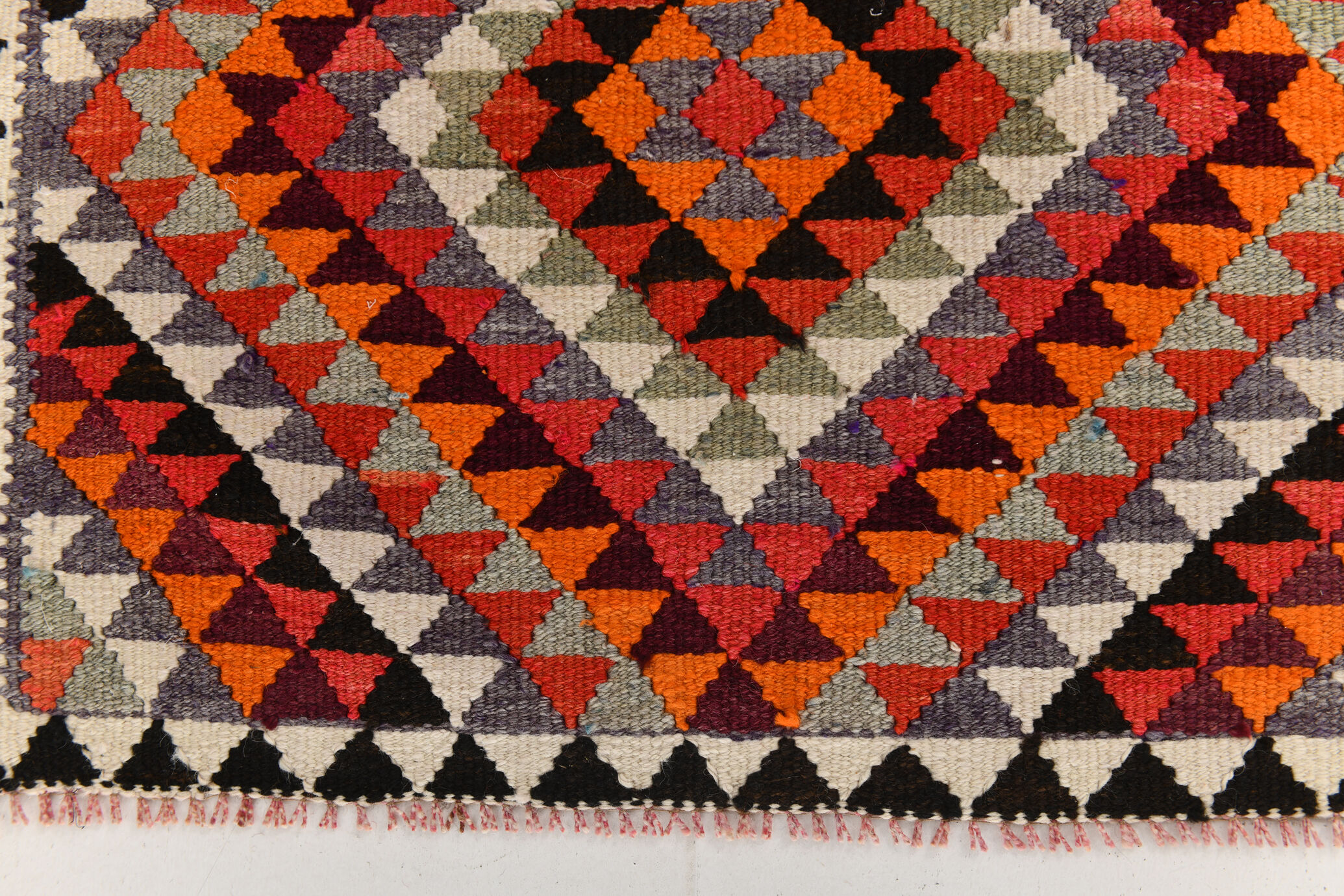 3x9 geometric kilim runner rug, 86x278cm