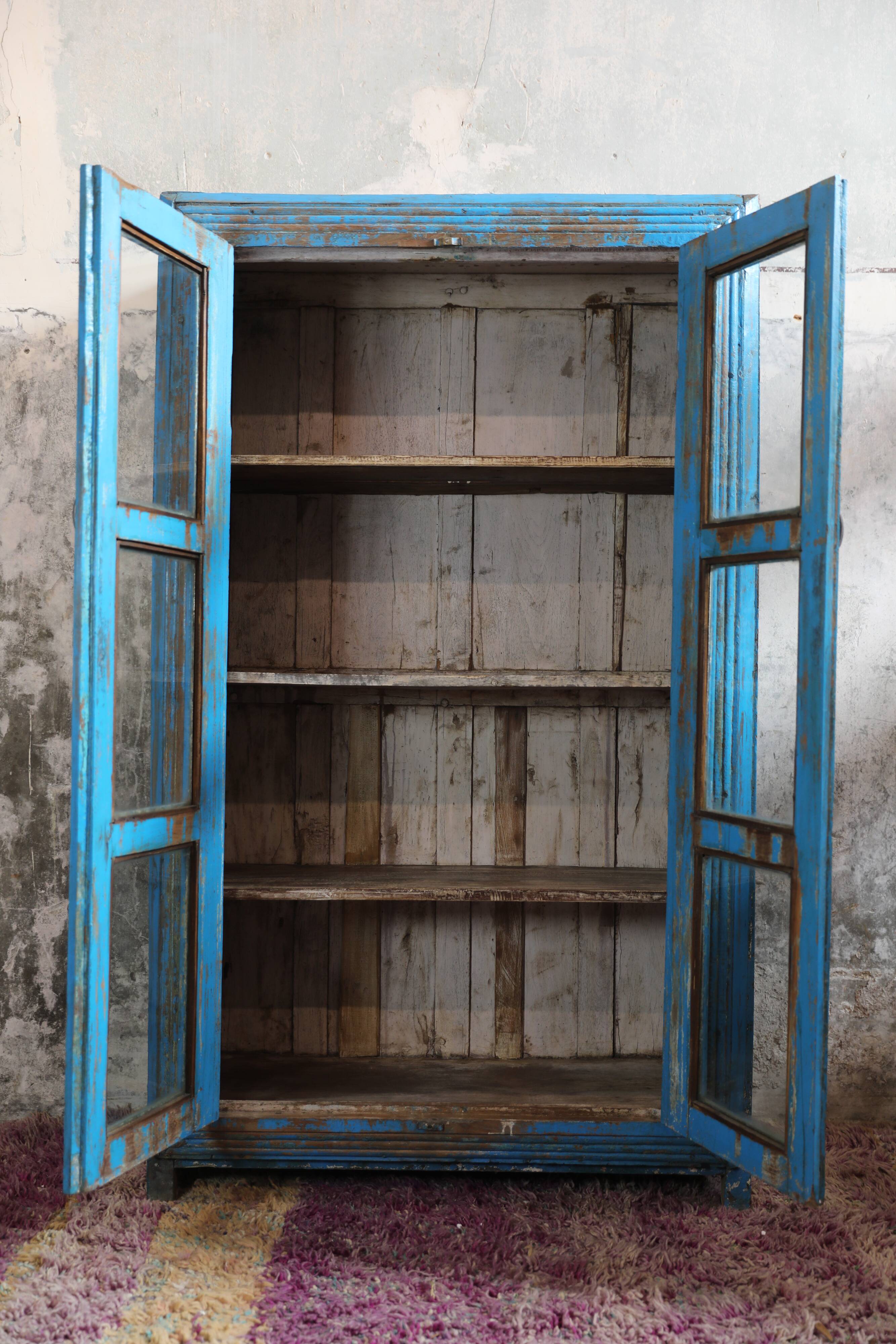 Indian showcase 2 doors and three shelves in mango tree, unique piece