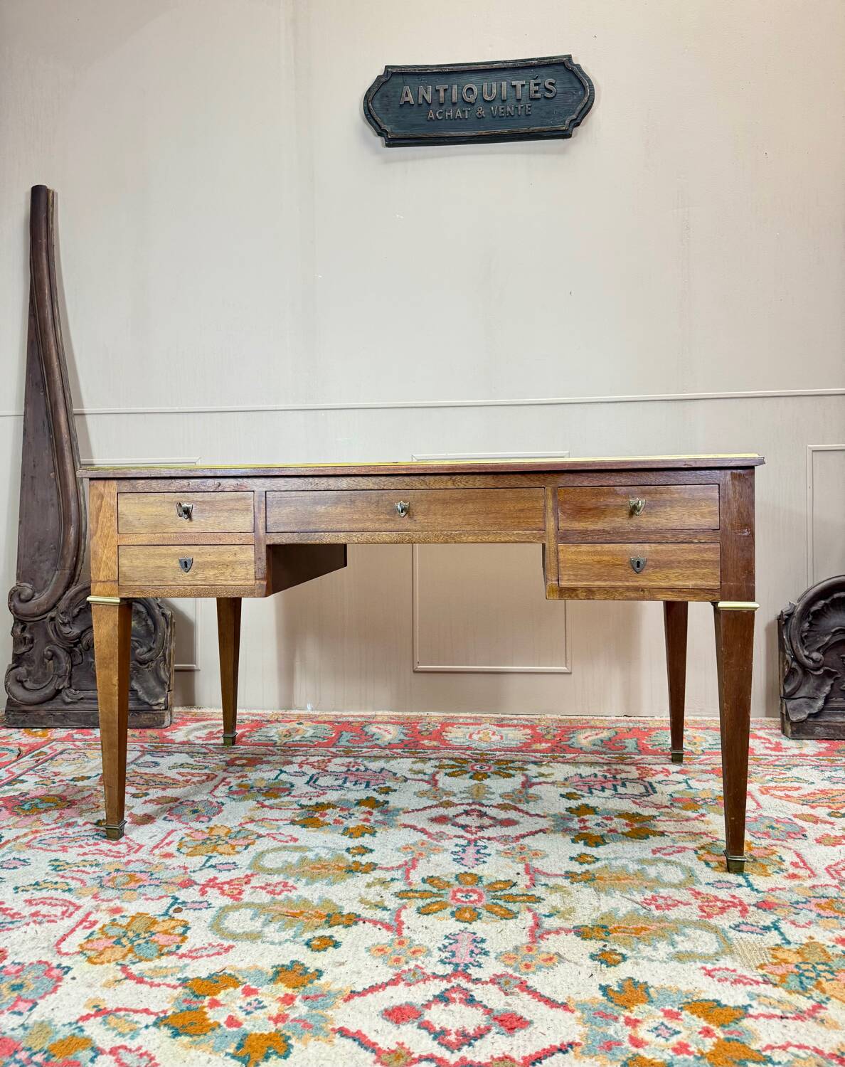 Bureau Plat Double Face En Acajou De Style Louis XVI XIX Eme Siècle