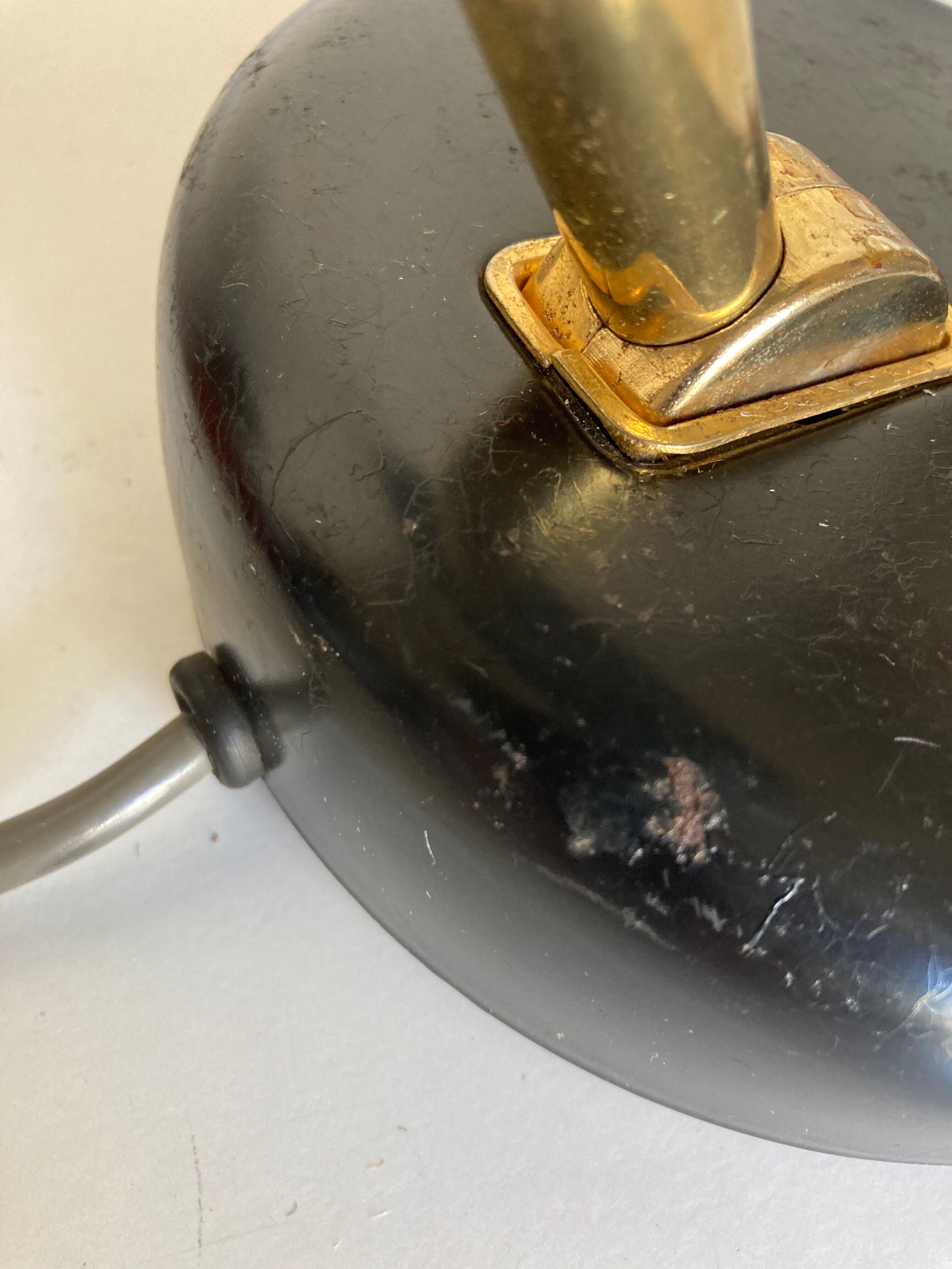 1960 black sheet metal and brass orientable lamp