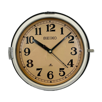 Horloge murale seiko marine beige vintage, années 1970