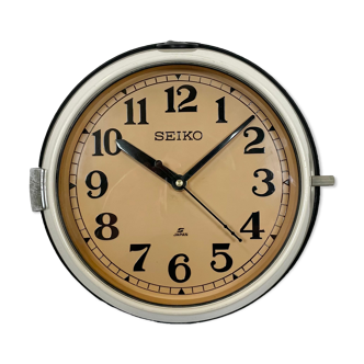 Vintage Beige Seiko Navy Wall Clock, 1970s
