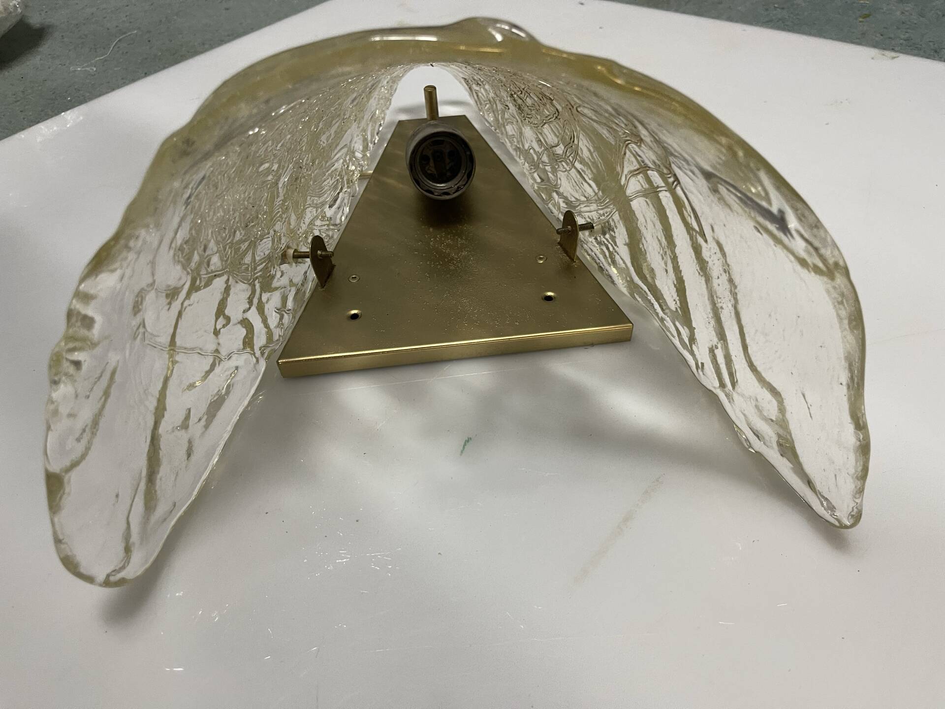 Large Single a Murano Glass Ice Sconce