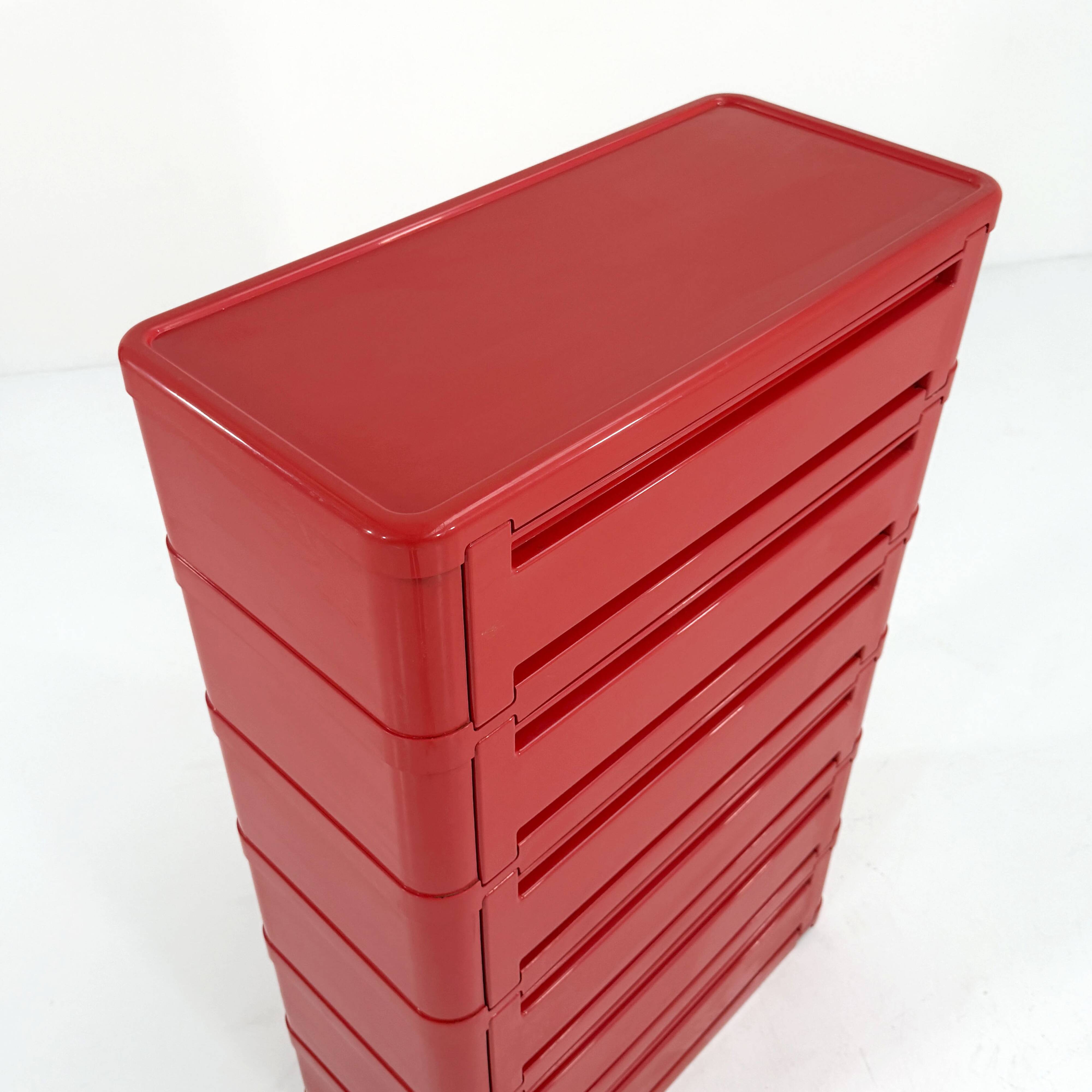 Red cabinet model “4964” by Olaf Von Bohr for Kartell, 1970