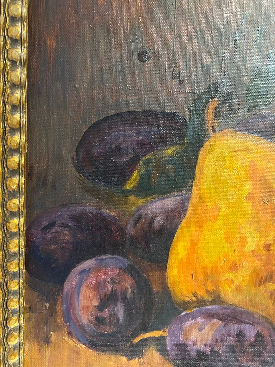 Still life with quetsches and pears signed and dated 1935