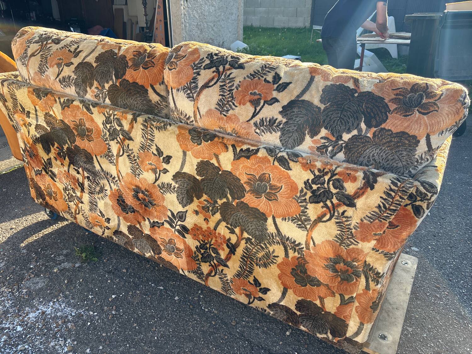 Vintage velvet convertible sofa
