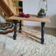 Table basse vintage chêne brut et noir