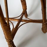 Vintage Mid Century Modern handwoven wicker stool