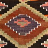 Pink & Brown Turkish Vintage Kilim Runner Rug, 77x387Cm