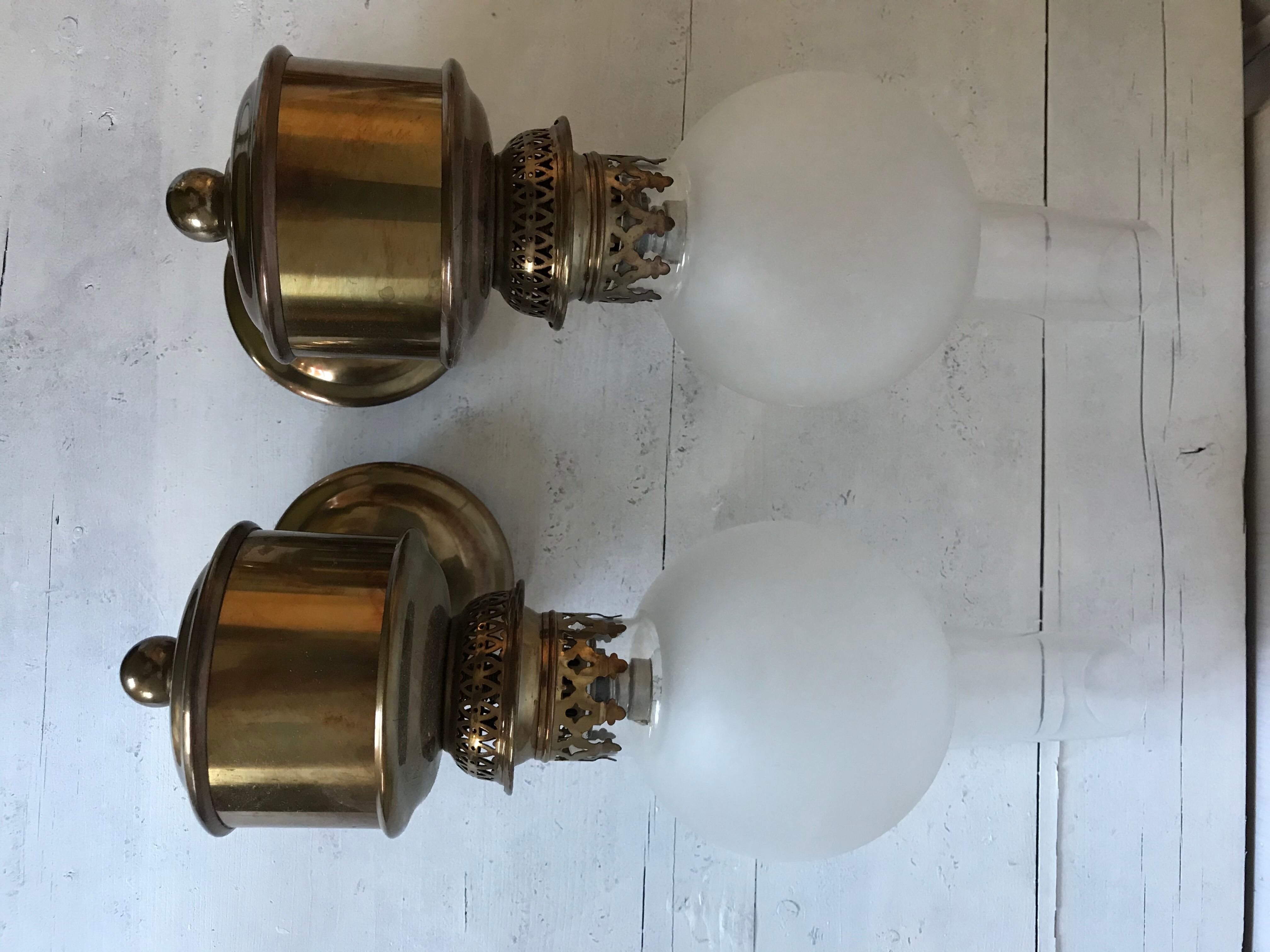 Old pair of brass wall light