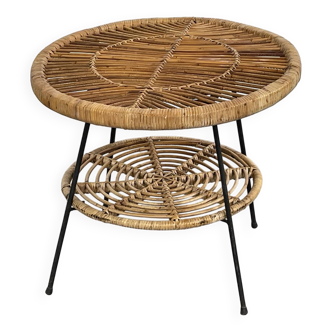 Rattan side table