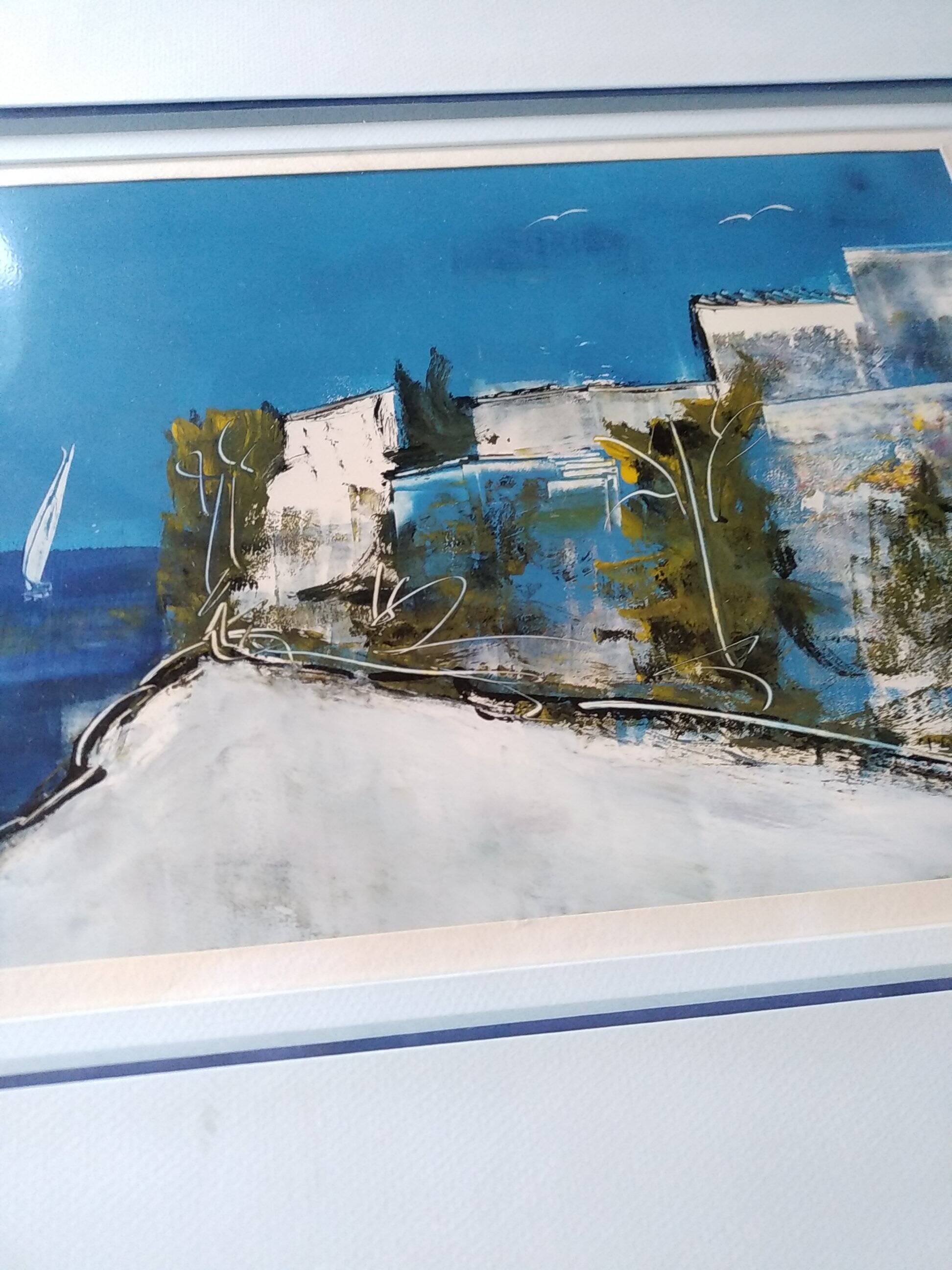 Oil painting . mediterranean landscape. sign .
