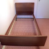 Bed + box spring for 1 person 90 x 190 from ARP Minvielle edition in mahogany