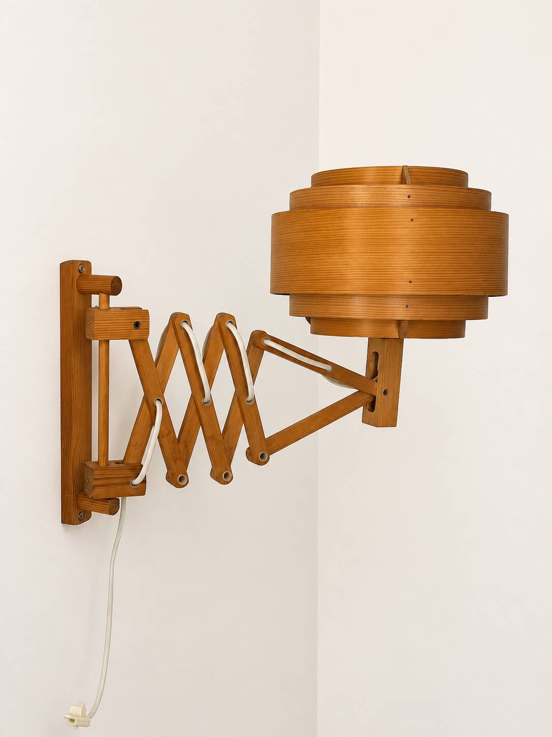 Vintage wall lamp, pine slats, Hans Agne Jakobsson Sweden 1970
