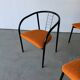 Set of 4 Italian design chairs in vintage black metal and chrome.