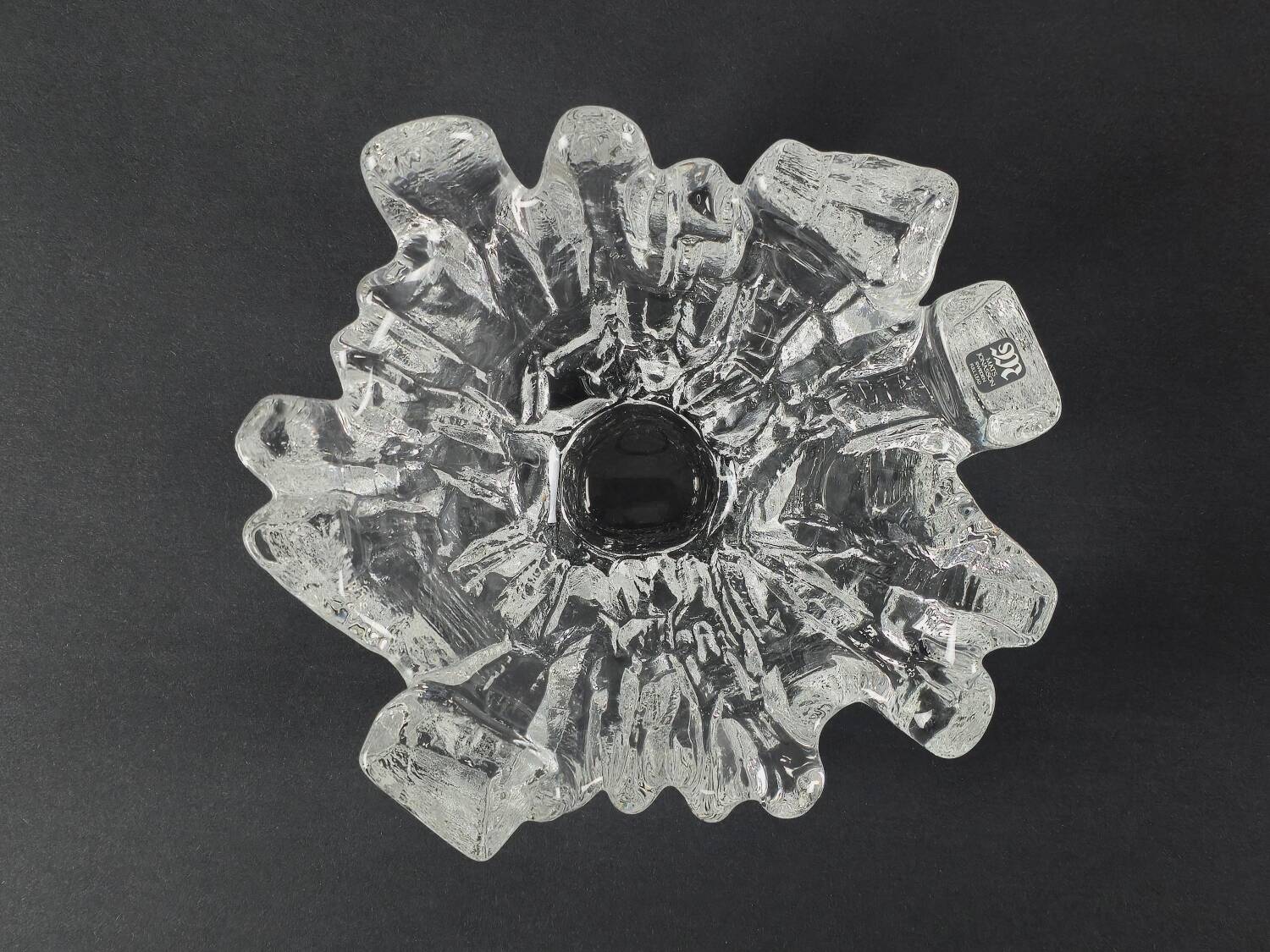 Vintage 1970s Maleras 'Isak' Art Glass Crystal Bowl By Mats Jonasson.