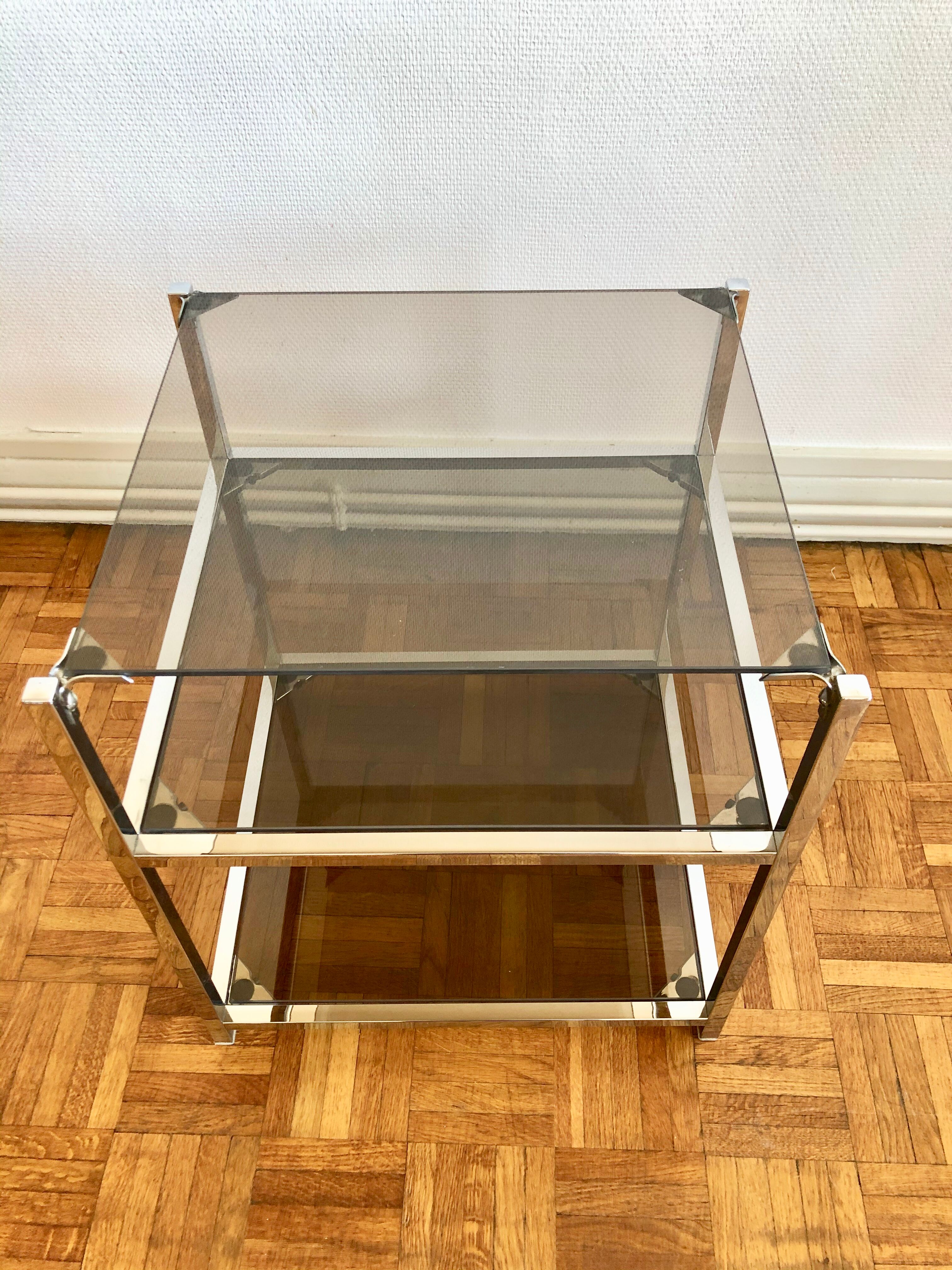 Smoked glass and chrome dessert