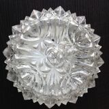 Structured glass round ceiling lamp / vintage 60s-70s