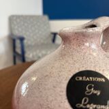 Ancien pichet en grès rose / soliflore céramique vintage / vase en grès mou