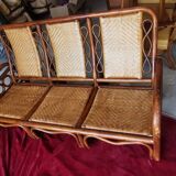 70s bamboo rattan sofa