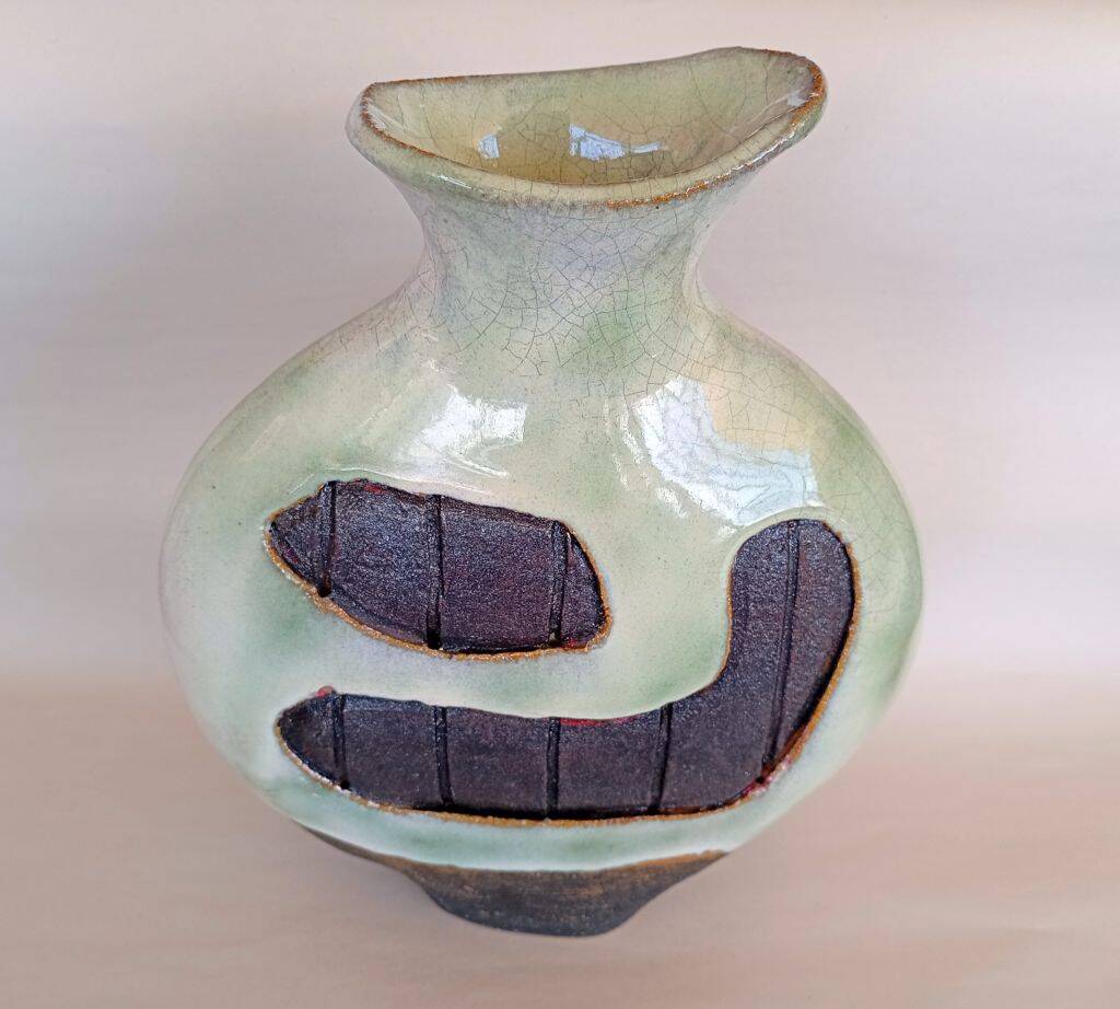 Artist Signed Vintage Studio Pottery Brutalist Vase