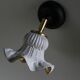 Antique wall light in gray and gold painted glass - brass socket