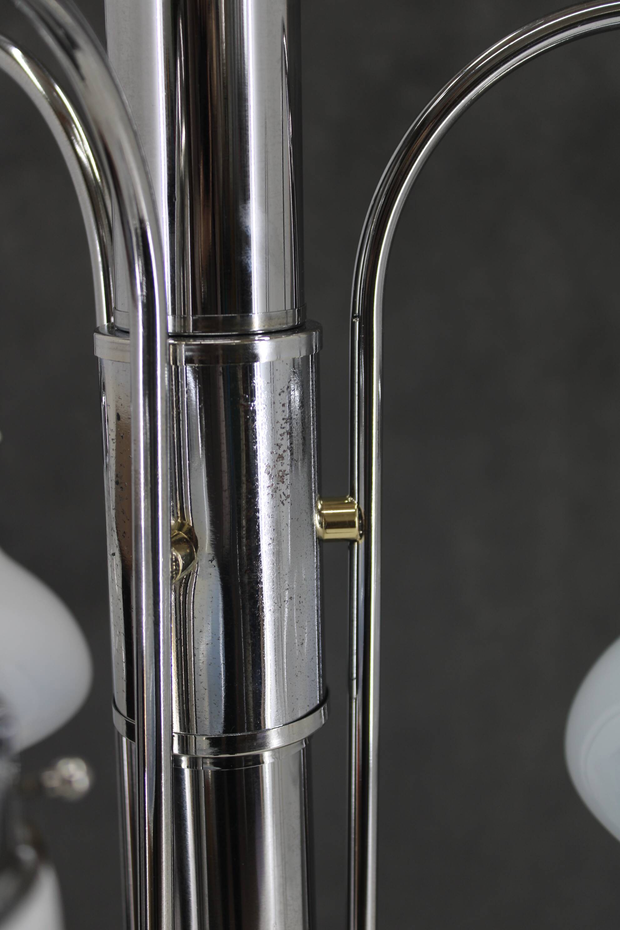 1960s Chrome Plated Chandelier with Murano Glass,  Italy