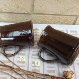 Set of 2 pitchers with enamelled sandstone spout, 50s
