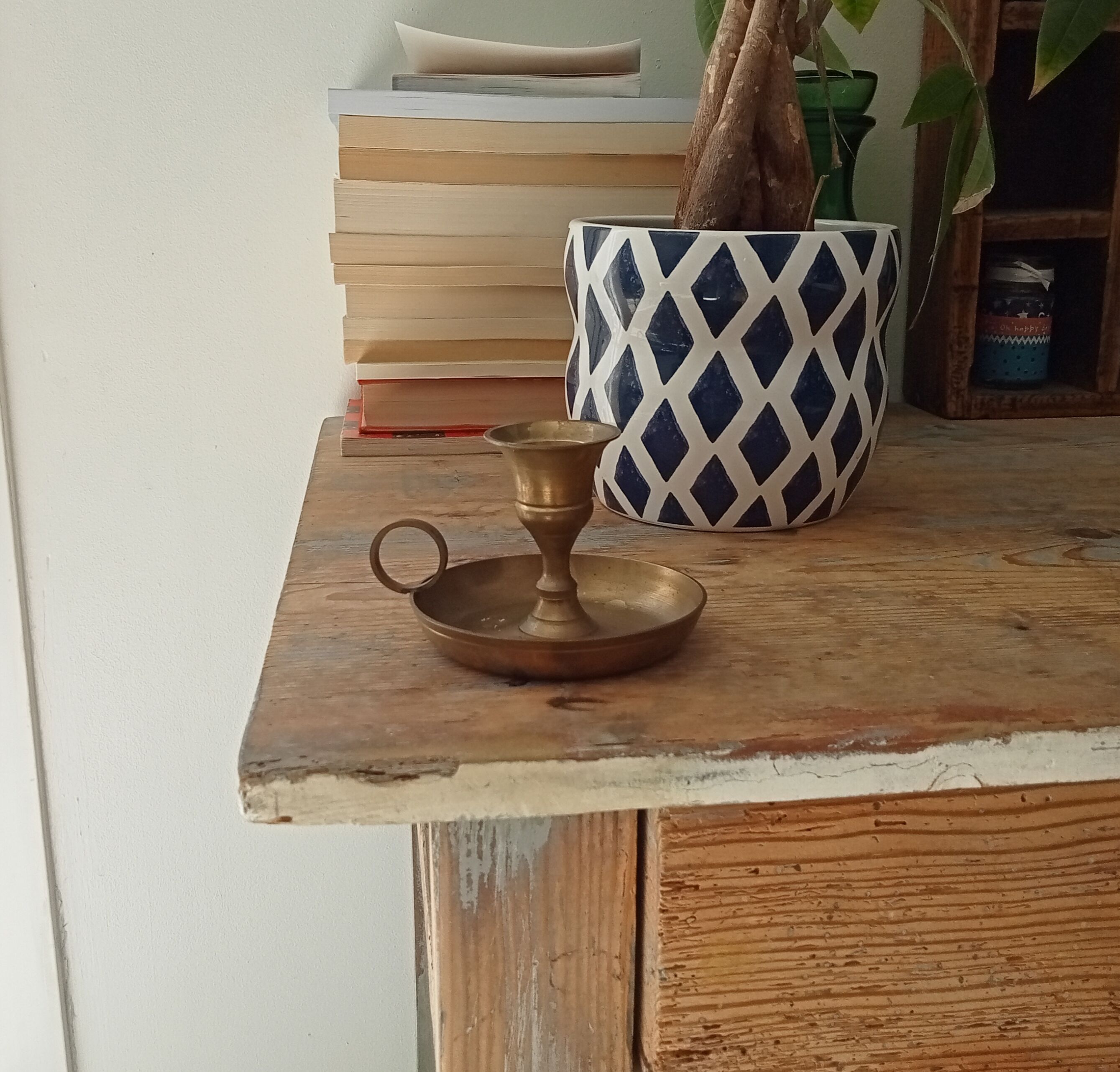 Vintage brass hand candle holder