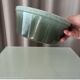 Vintage Scandinavian Stoneware Serving Bowl – Moss Green & Ivory – Mid Cent