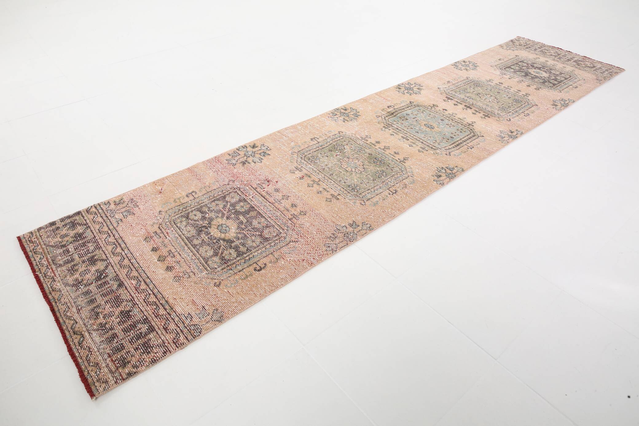 3X12 Soft Wool Orange Turkish Vintage Runner Rug