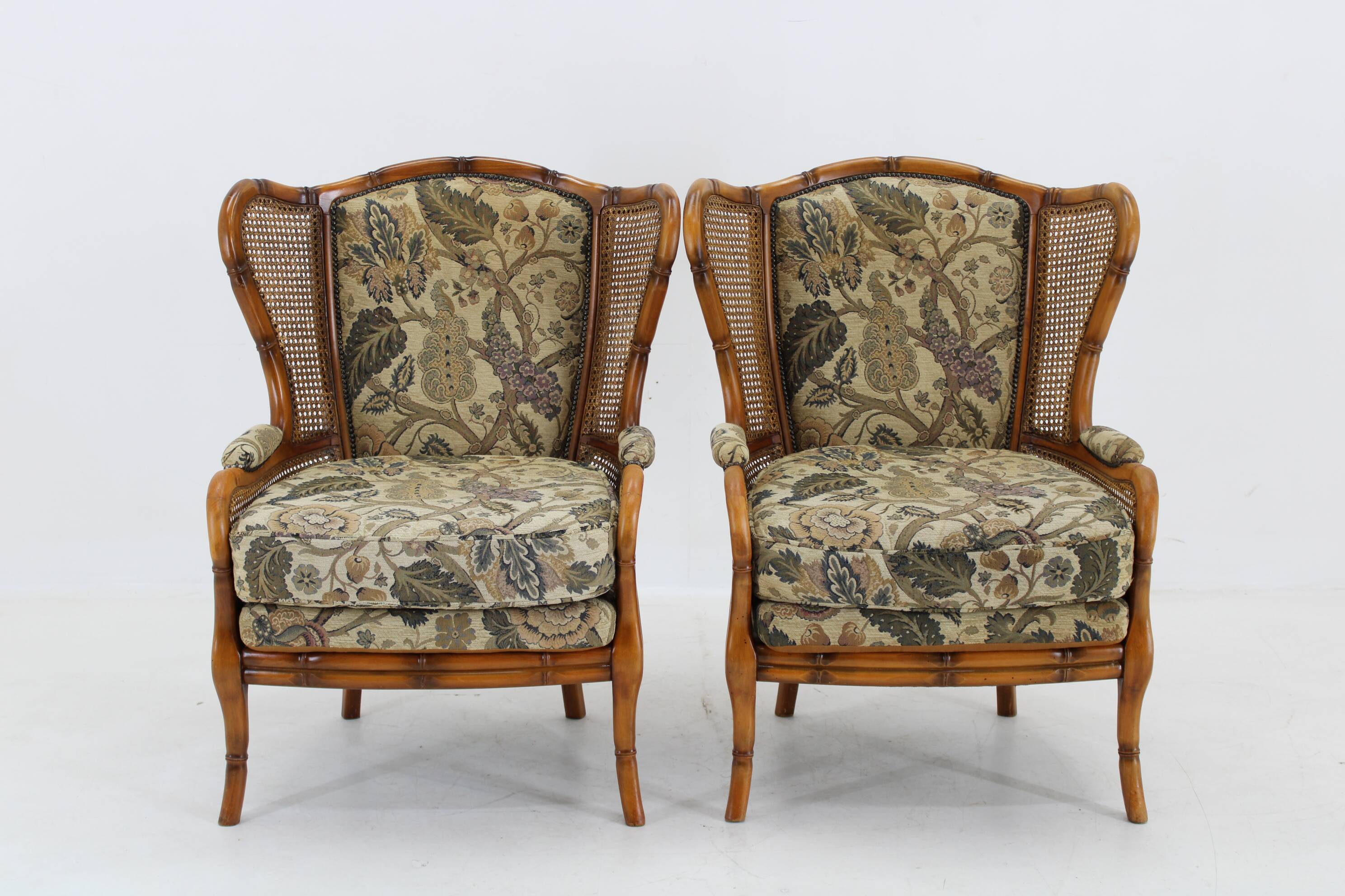 1960s Pair of Rattan Armchairs , Italy