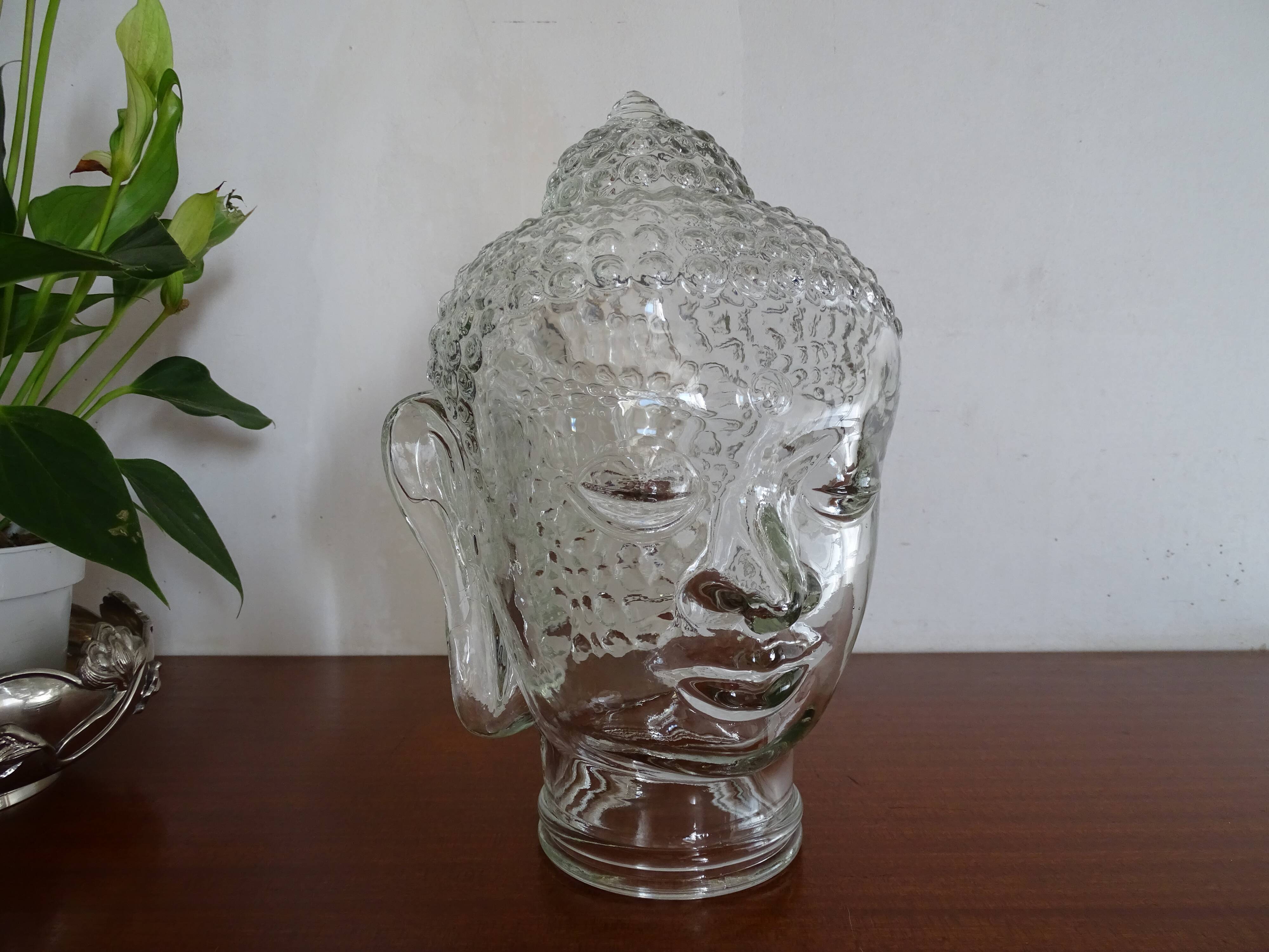 Old molded glass head - vintage blown glass - Object of curiosity