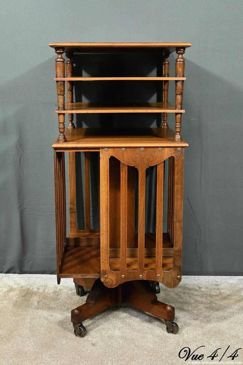 Revolving Walnut Bookcase, stamped G.Lancelin – 1900