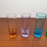 Coloured German shot glasses from the mid-century, 1960s, set of 6.