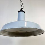 Industrial Light Blue Enamel Factory Pendant Lamp, 1960s