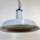 Lampe à suspension industrielle en émail bleu clair, années 1960