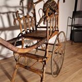 Drag chair curved wood and wicker XIXth