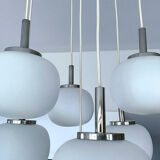 Grand Lustre Cascade, Globes Opaline Chrome, Years 70