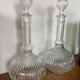 Duo of glass decanters
