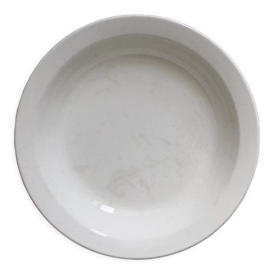 Plat creux saladier blanc en terre de fer Gien
