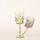 pair of blown wine glasses - green