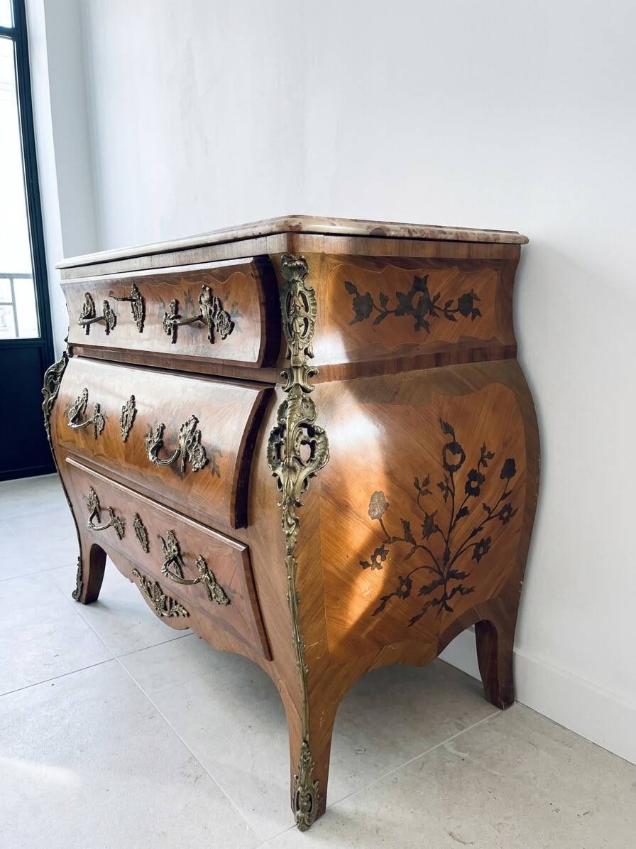 Authentic brown wooden chest of drawers