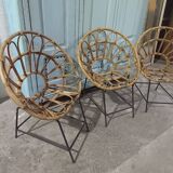 Rattan and metal children's chairs